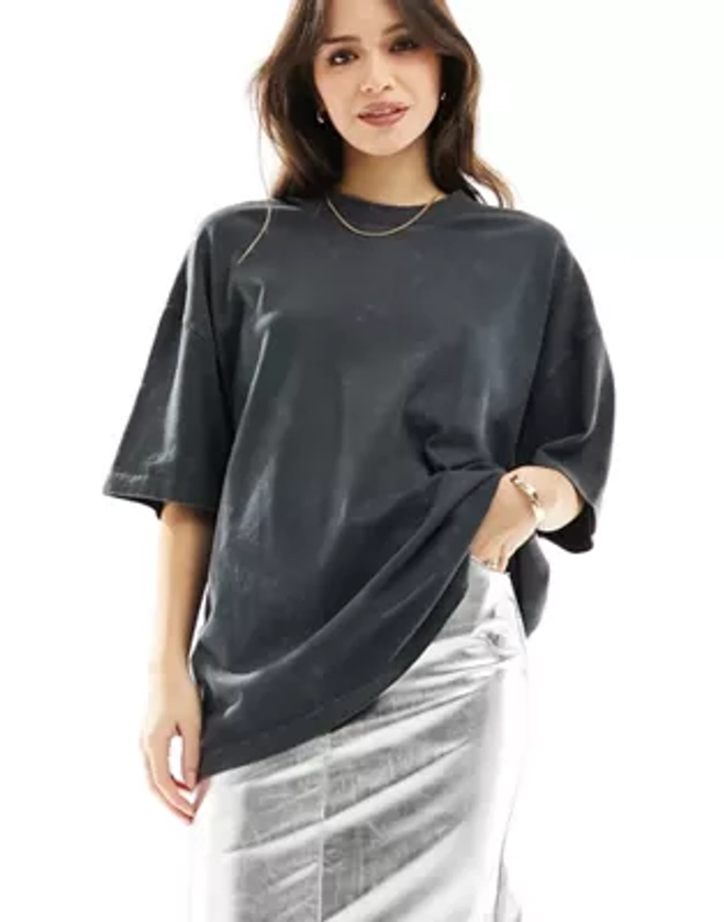 ASOS DESIGN - T-shirt décontracté oversize et épais - Anthracite délavé | ASOS