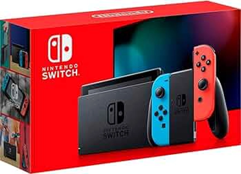 Nintendo Switch with Neon Blue and Neon Red Joy‑Con