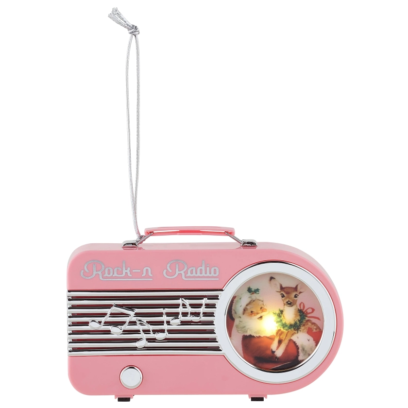 4 in. Retro Radio Ornament - Pink