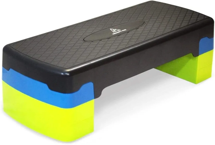 UrbanFit Pro - Banco Step de Tres Niveles, Escalón para Ejercicio Cardiovascular y Aeróbico, Antiderrapante, Resistente y Práctico, Ejercicio en Casa