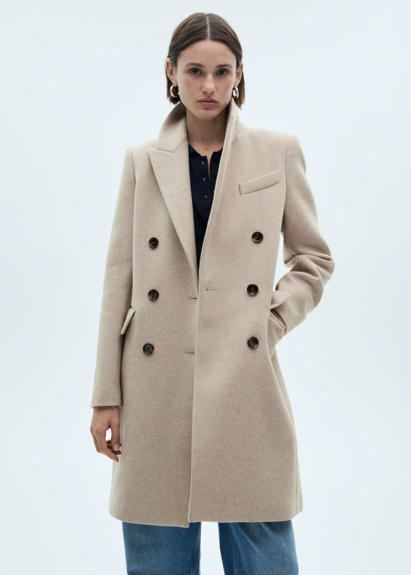 Double-breasted wool coat