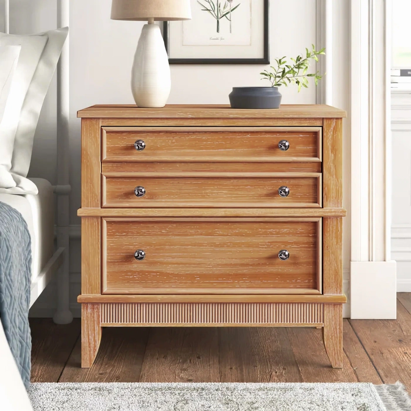 Kelly Clarkson Home Giverny 3 - Drawer Solid Wood Nightstand in Natural Wood & Reviews - Wayfair Canada