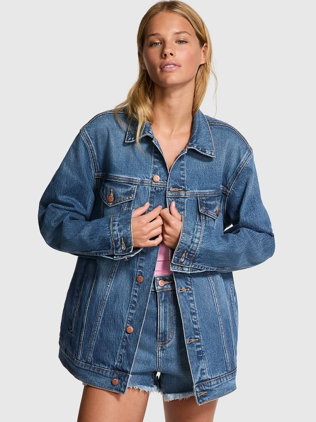 Buy Denim by PINK Oversized Jean Jacket - Order Jackets & Outerwear online 1125842500 - PINK 