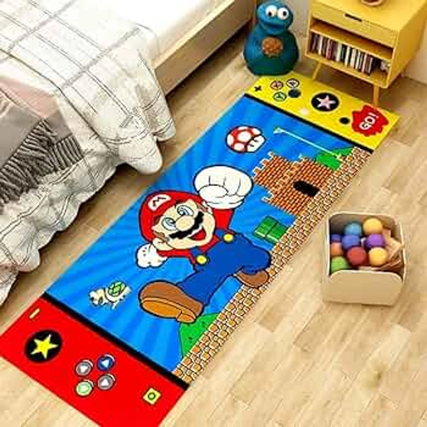 TONATO Anime Carpet Super Mario-Carpet Living Room Bedroom Bedside Children's Room Pattern Mat Bedroom Color Anti-Slip Carpet,40 * 120cm