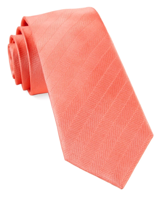 Herringbone Vow Coral Tie | Silk Ties | Tie Bar