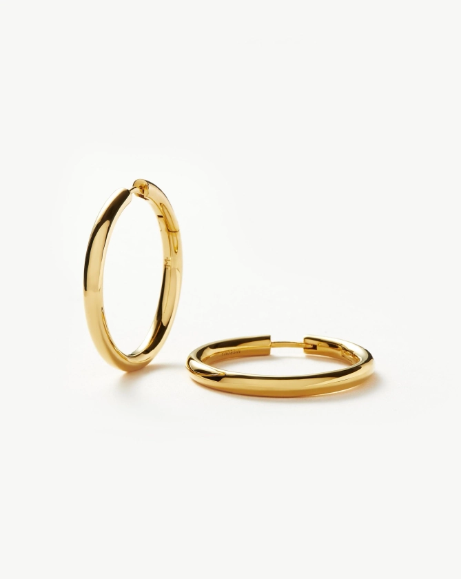 Classic Tunnel Medium Hoop Earrings | 18ct Gold Plated Earrings