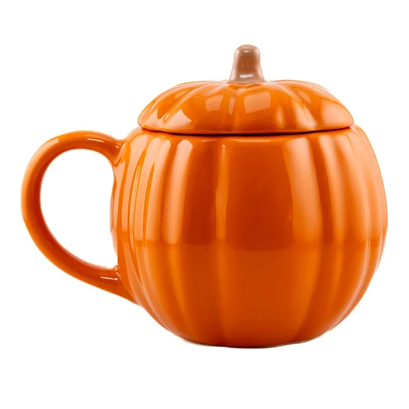 Autumn Ceramic Pumpkin Mug With Lid