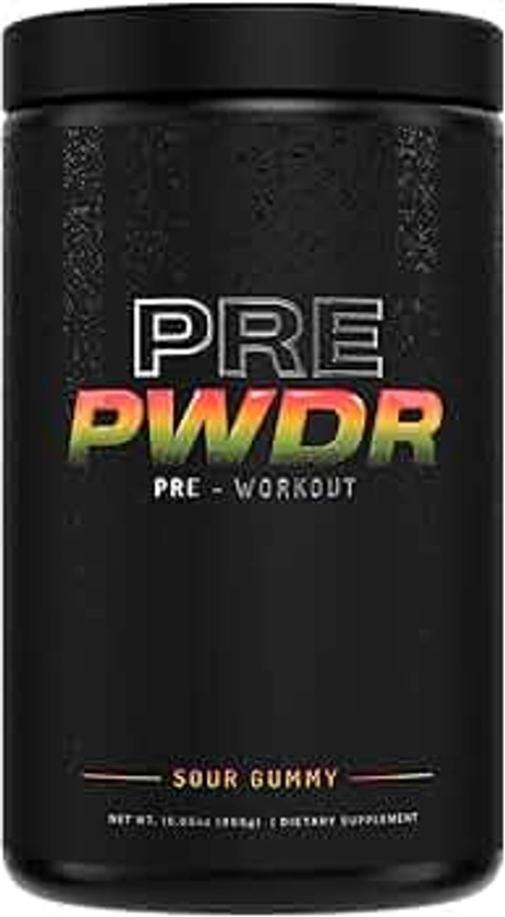 PWDRS Pre-Workout Powder, All Natural Pre Workout for Energy, Pump, Endurance & Strength, with Caffeine (Sour Gummy)