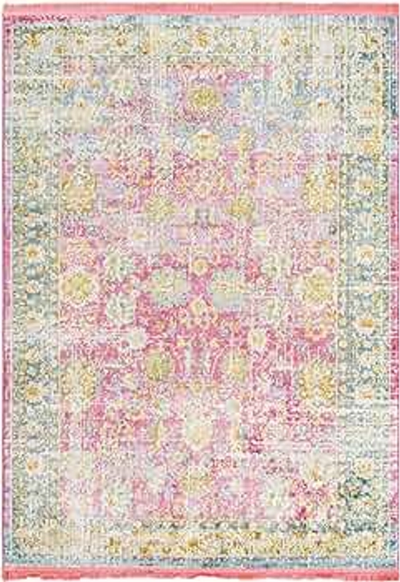 Rugs.com Paragon Collection Rug – 4' x 6' Pink Medium-Pile Rug Perfect for Entryways, Kitchens, Breakfast Nooks, Accent Pieces