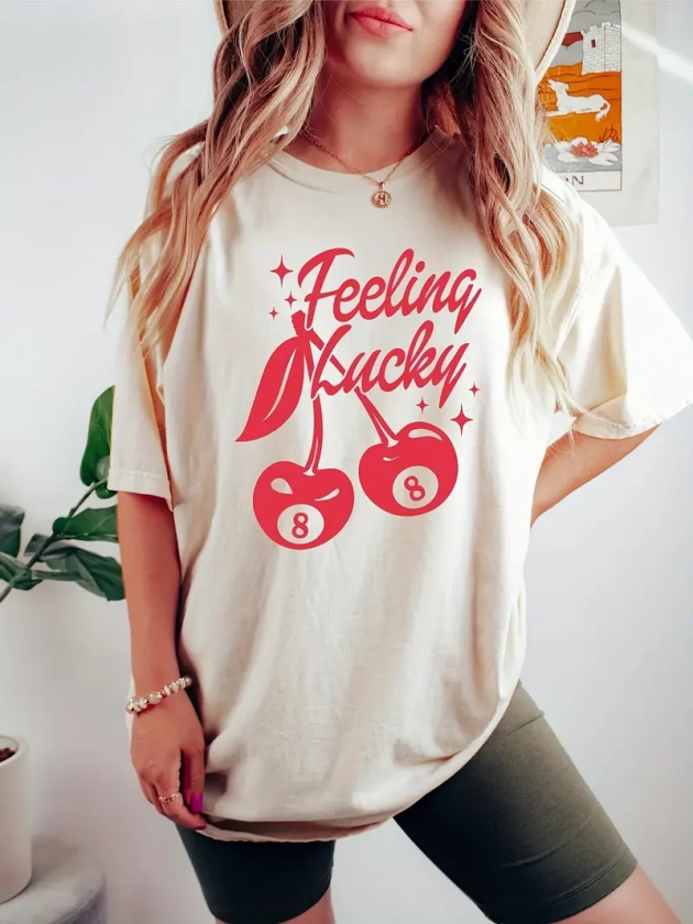 Cherry Neck T shirt Casual Short Sleeve T shirt - Temu