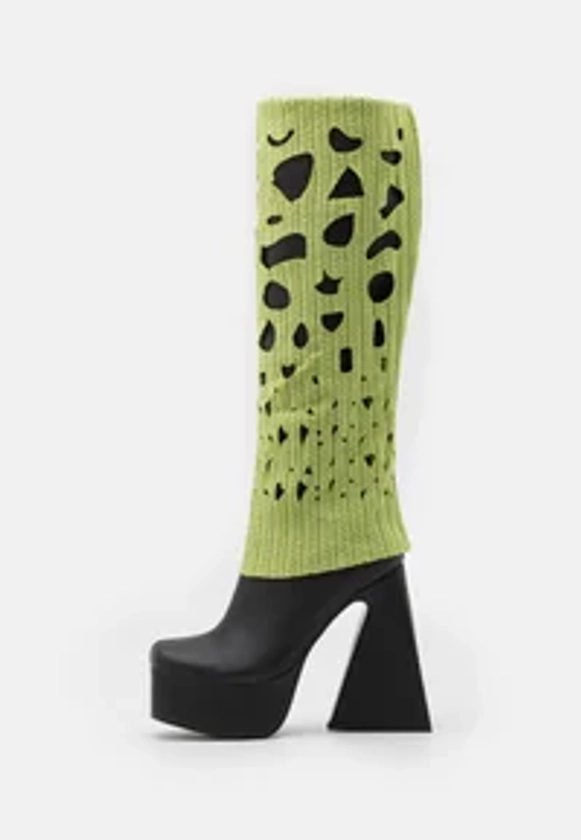 Koi Footwear JAM MONSTER LONG BOOTS - Platform csizmák - black/green/fekete - Zalando.hu