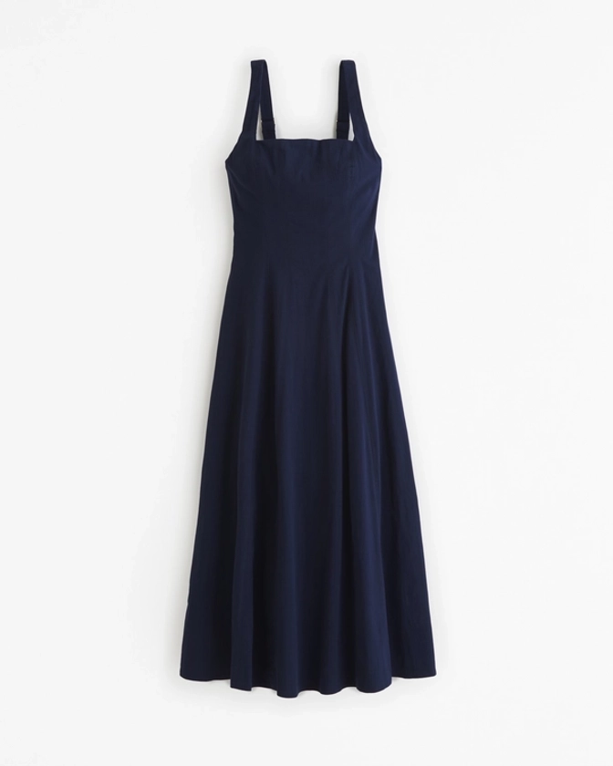 Women's Fit & Flare Stretch Midi Dress | Women's Dresses & Jumpsuits | Abercrombie.com