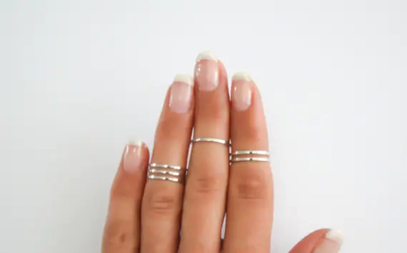 Sterling Silver stacking rings, Above the knuckle rings set, sterling silver midi ring, plain band midi rings, silver shiny thin rings