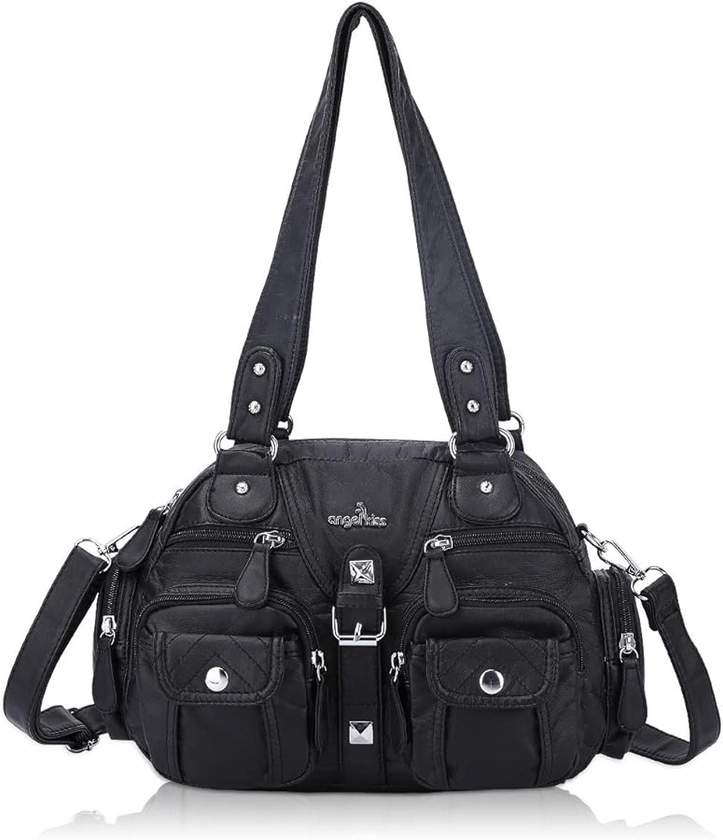 Angel Kiss sacs à main portés épaule femme Cuir Grand Capacité Sac Bandoulière Femme PU Synthétique Fourre-Tout avec bandoulière ajustable Sac de messager de bureau Shopping Voyage