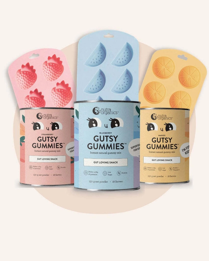 Nutra Organics Gutsy Gummies (Gut Loving Snack) Mango/ Strawberry/Blueberry/mold