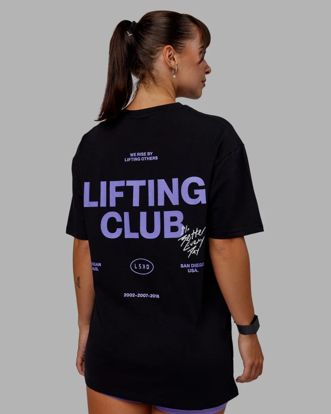 Unisex Lifting Club FLXCotton Tee Oversize - Black-Dahlia Purple