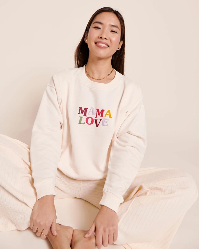 Le sweat d'allaitement Club Mama love en coton bio - crème