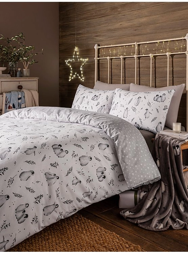 White Brushed Penguin Duvet Set