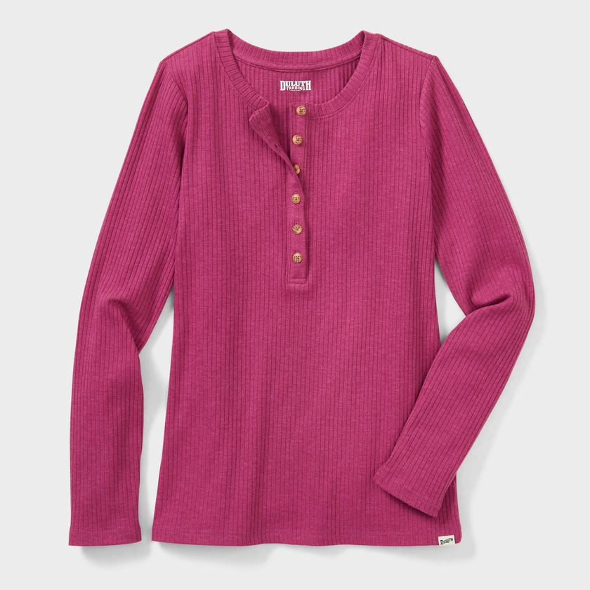 Women's Layering Rib Henley Long Sleeve Shirt