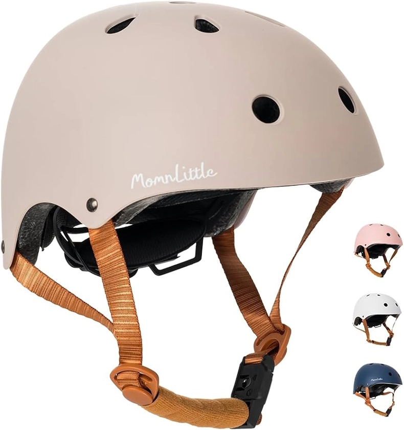 Amazon.com : MomnLittle Kids Helmet with Magnetic Quick Release Buckle CPSC Certified Bike Helmet for Toddler Boys and Girls (Warm Grey, Small: 20.4"-22" / 52-56cm) : Sports & Outdoors