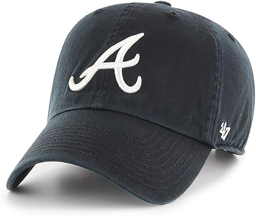 47 MLB Black White Primary Logo Clean Up Adjustable Strap Hat Cap, Adult One Size Fits All