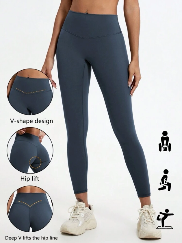 1 Piece High Waisted Hip Lifting Yoga Bottom Pants Breathable Nude Outdoor Pants Gym Running Training Legging | SHEIN USA