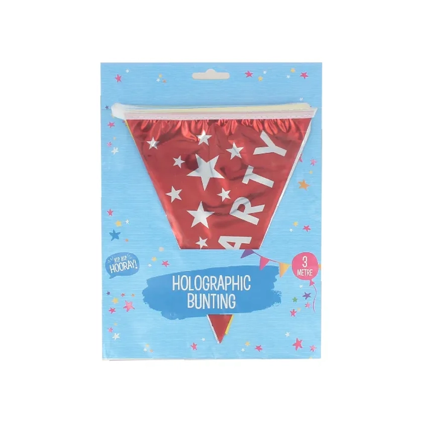 (s) Multicoloured Holographic Party Bunting, 3m