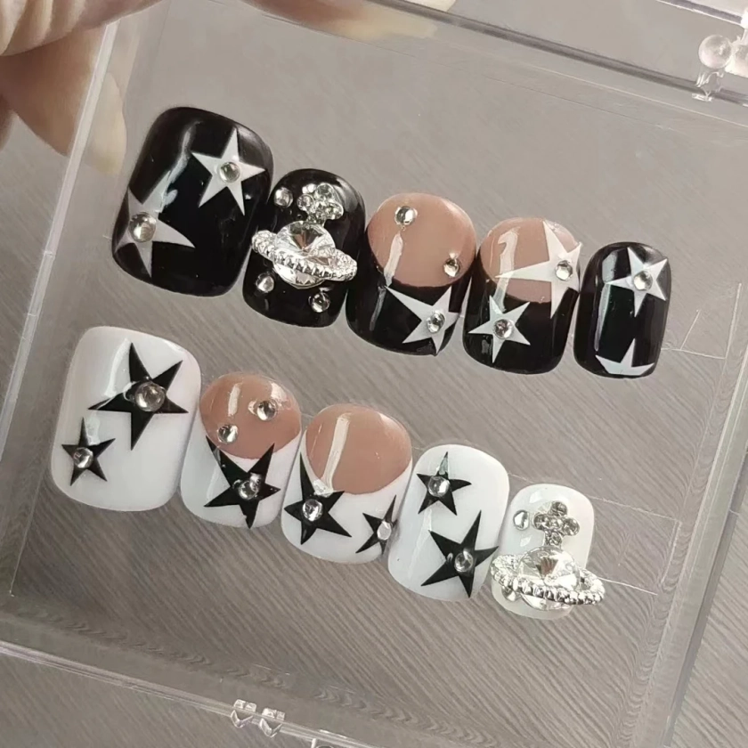 custom press on nails/party press on nails/Flakes for nails/Press on Nails/wedding nails gift/Japanese nails/Accent nails/Acrylic Nails