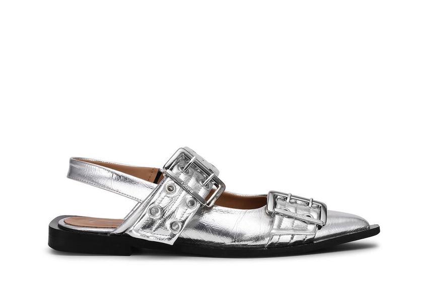 Silver Ballerines Silver Metallic Feminine Buckle | GANNI FR