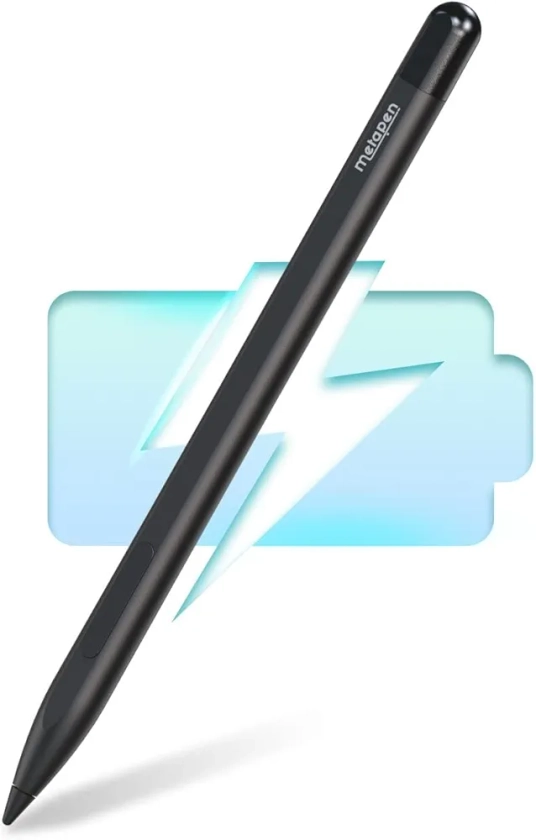 Metapen Stylet M1,300H d'Autonomie, Charge Rapide USB-C, 2 en 1 Bouton, Super Magnétique, Reject de Paume, Stylet Compatible avec Surface Pro X/9/8/7/6/5/4/3, Surface Duo/Surface Duo 2