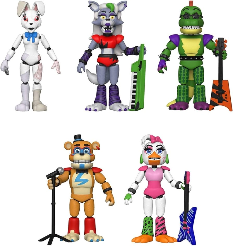 Funko Action Figures! Set of 5 - Five Nights at Freddy's - Security Breach - Pizzaplex - Glamrock Chica, Glamrock Freddy, Montgomery Gator, Roxanne Wolf and Vanny