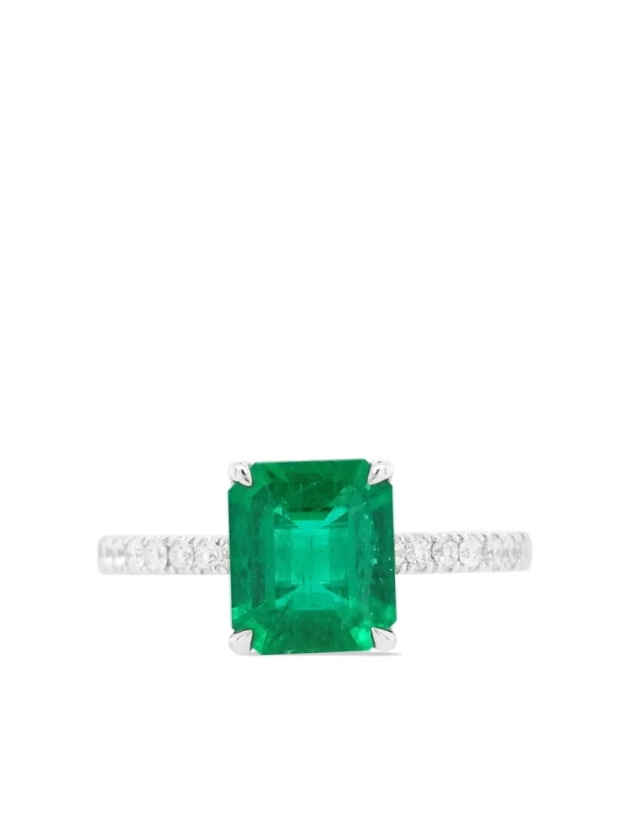 HYT Jewelry Platinum Diamond Emerald Ring - Farfetch
