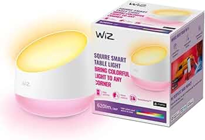 WiZ lampe à poser portable Wi-Fi couleur SQUIRE Wi-Fi 2200-6500K, Blanche, fonctionne avec Alexa, Google Assistant et Apple HomeKit