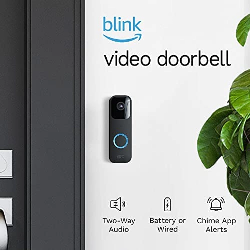 Certified Refurbished Blink Video Doorbell | Two-way audio, HD video, motion and chime app alerts and Alexa enabled — wired or wire-free (Black)