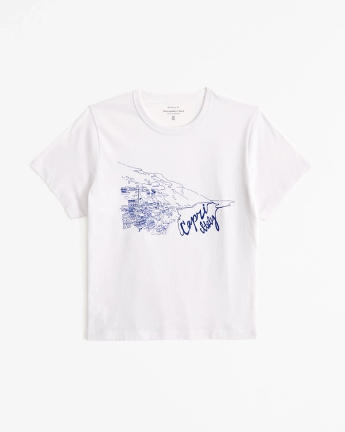 Femme T-shirt de coupe amincissante à manches courtes avec graphique Capri | Femme Tops | Abercrombie.com