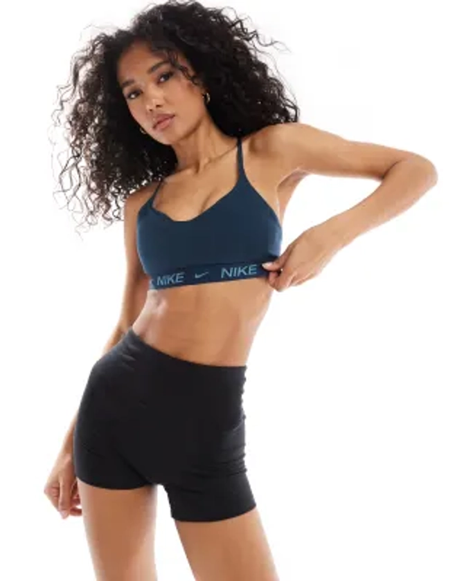 Nike Training Dri-Fit Indy light support sports bra in navy