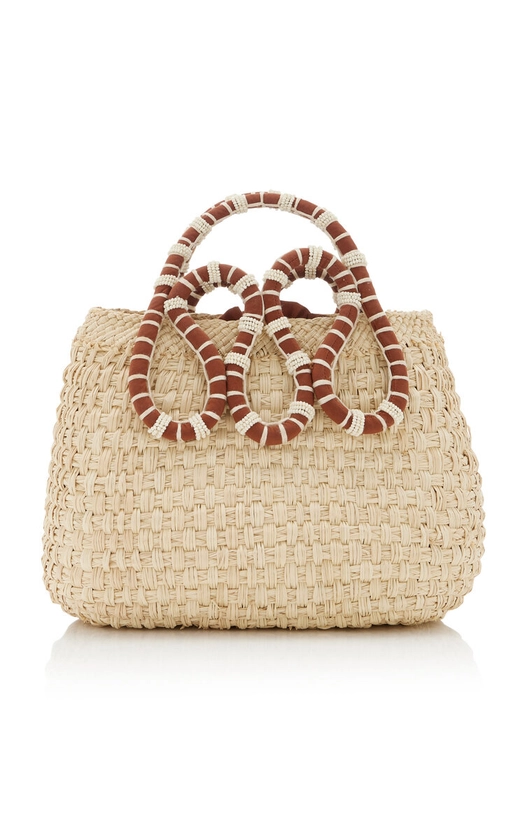 Small Villages Raffia and Leather Mini Bucket Bag