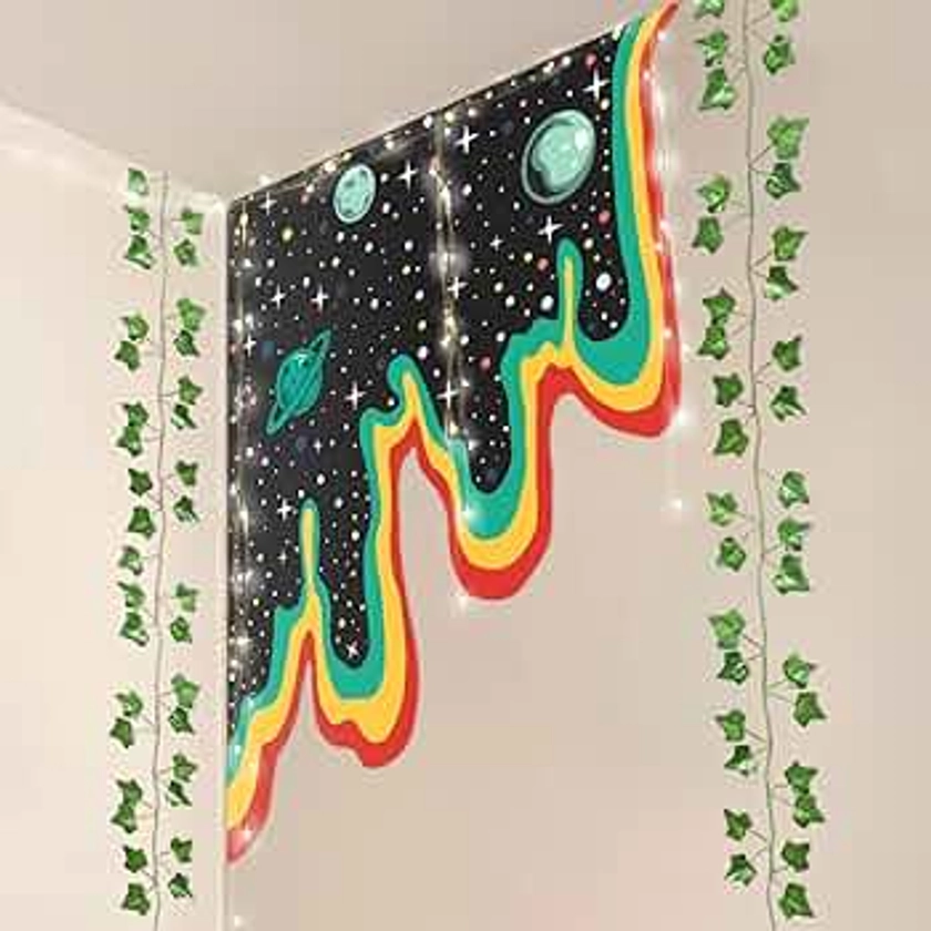 HK Studio Space Decor Wall Stickers - Galaxy Outer Space Room Decor Aesthetic 21" x 17" Pack 2