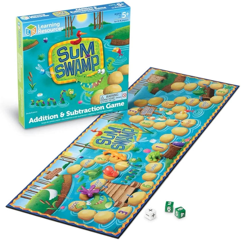 Learning Resources Sum Swamp Game Addition & Subtraction Game - 8 Pieces, Ages 5+, Maths Game for Kids, Educational Kids Games, Early Years Math Board Games Gifts for Boys and Girls