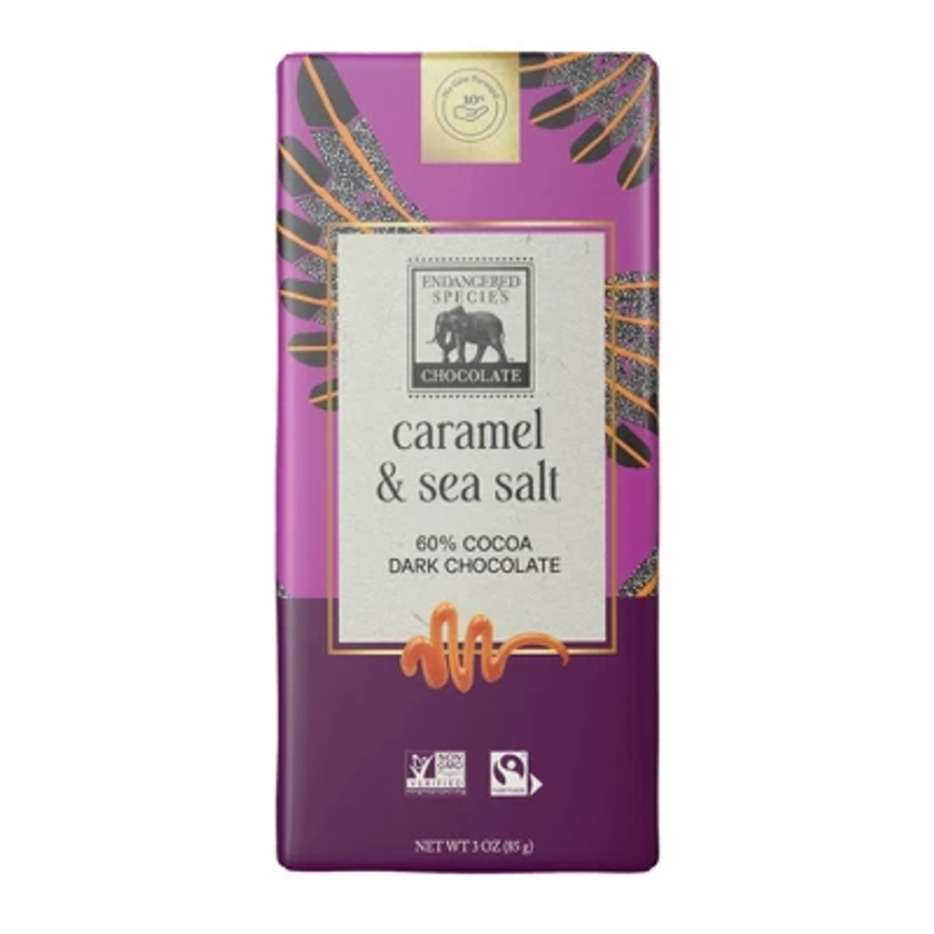 Endangered Species Candy Chocolate Dark Chocolate Sea Salt & Caramel - 3oz