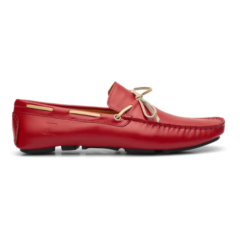 Mocassim Drive Rocco Lorenzzo Masculino em Couro Vermelho - 5233