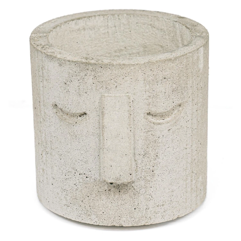 Vaso de concreto Artesanal decorativo Moai 9,5cm Cinza