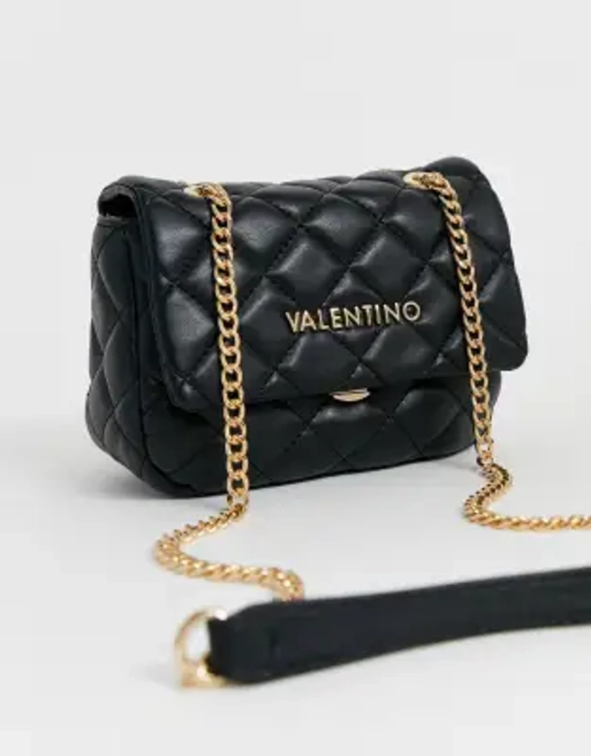 Valentino Ocarina quilted cross body bag with chain strap in black