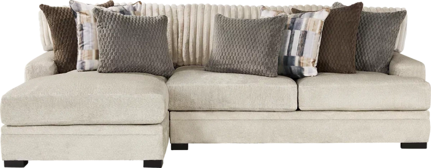 Cindy Crawford Hudson Street Beige Knitted 2 Pc With Chaise Left Arm Sectional