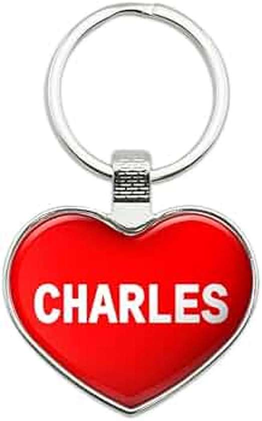 Metal Keychain Key Chain Ring I Love Heart Name C-D - Charles