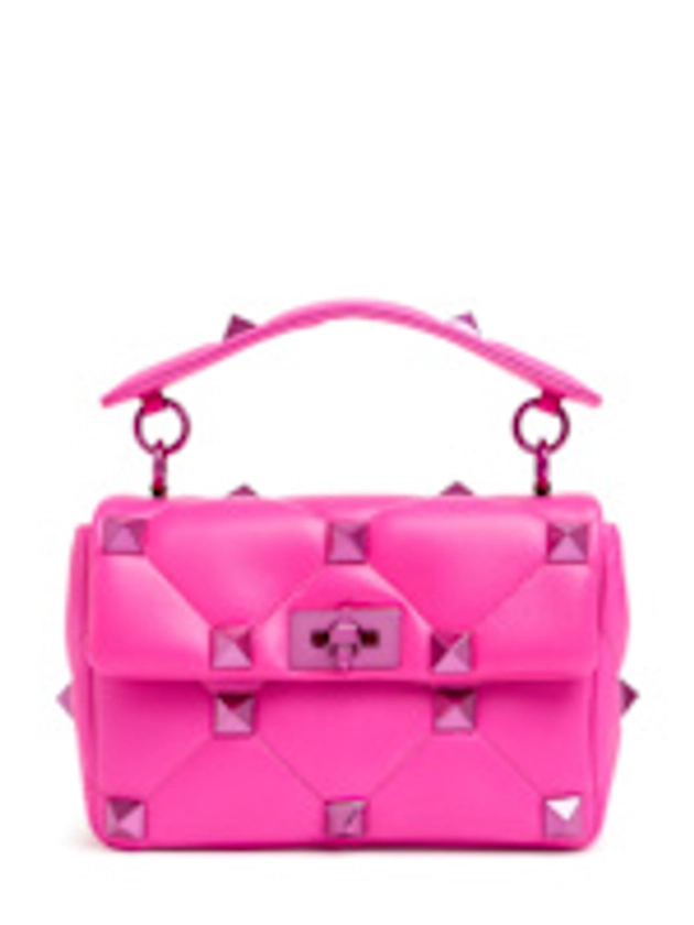 Sac port&#233; &#233;paule moyen en cuir clout&#233; roman stud - Valentino Garavani - Femme  - Uwt Pink Pp - Unique