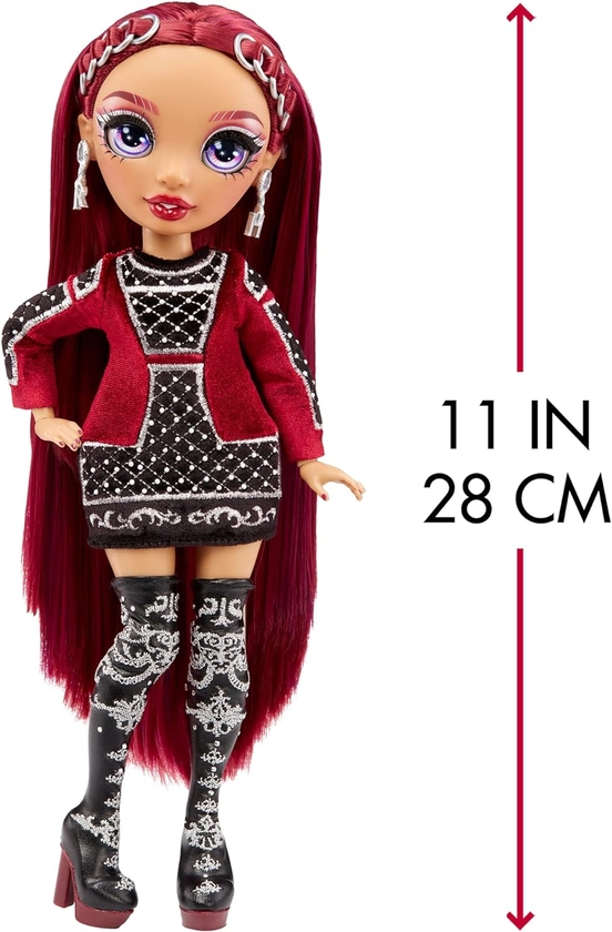 Rainbow High Mila Berrymore - boneca fashion vermelha cor de vinho. 2 roupas de grife para misturar e combinar com acessórios, ótimo presente para crianças de 6 a 12 anos e colecionadores