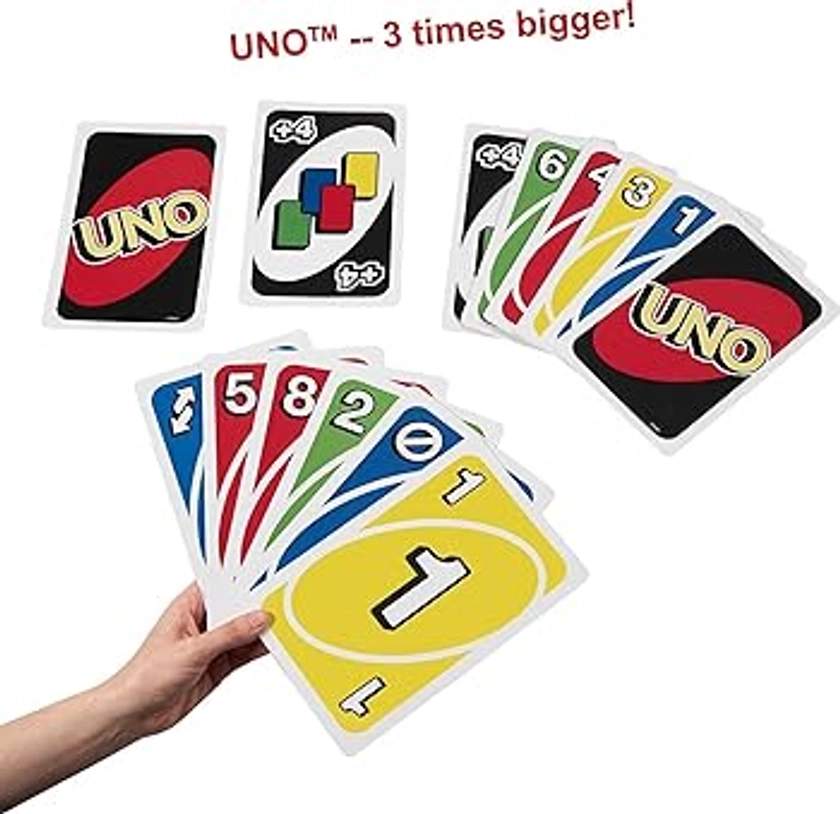Amazon.com: Mattel Games Giant UNO Card Game for Kids, Adults & Family Night, Oversized Cards & Customizable Wild Cards for 2-10 Players : Toys & Games
