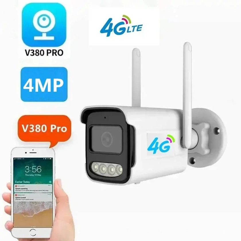 V380 Pro 4G SIM Card Security Camera Outdoor 4MP CCTV Camera Dual Light Source Intelligent Switching Full Colour Night Vision - AliExpress