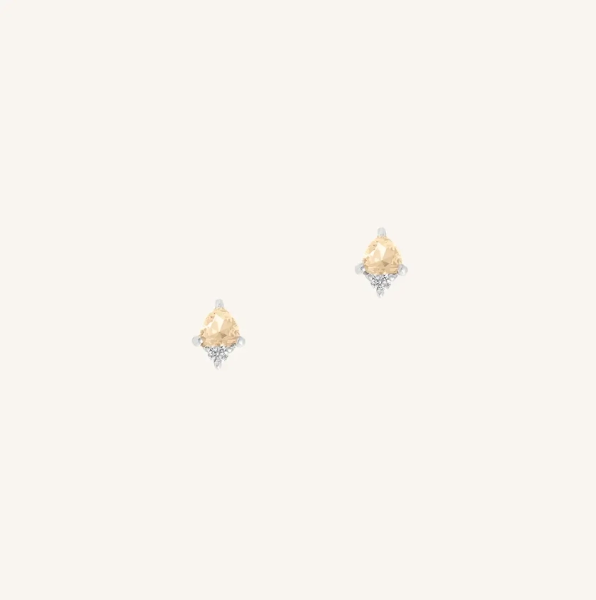 November Citrine Birthstone Studs